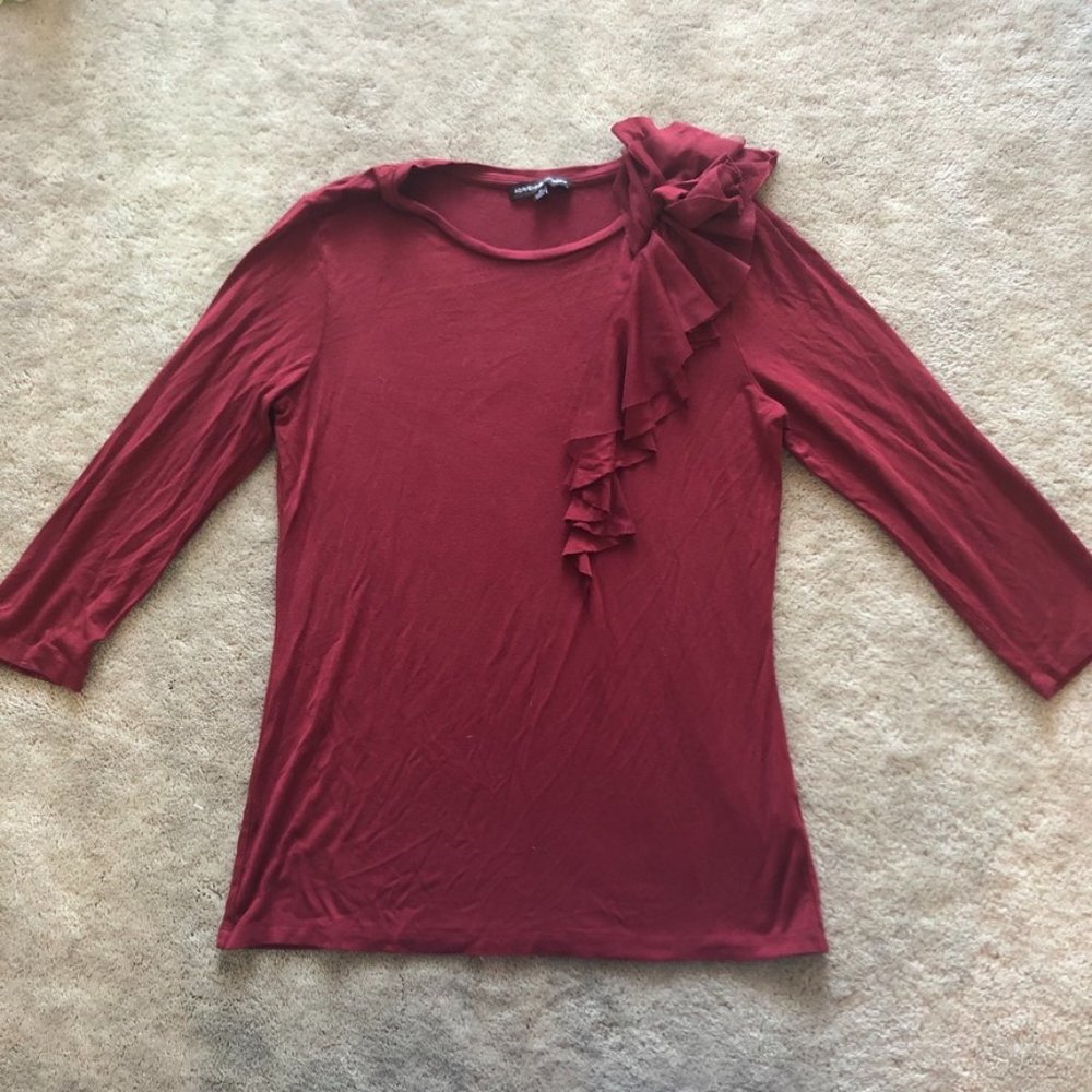 Adrienne Vittadini Crimson Burgundy Red Top